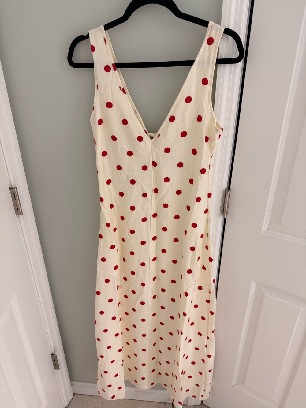 Jessica Simpson Cream Slip Dress with Red Polka Dots - Picture 2 of 3